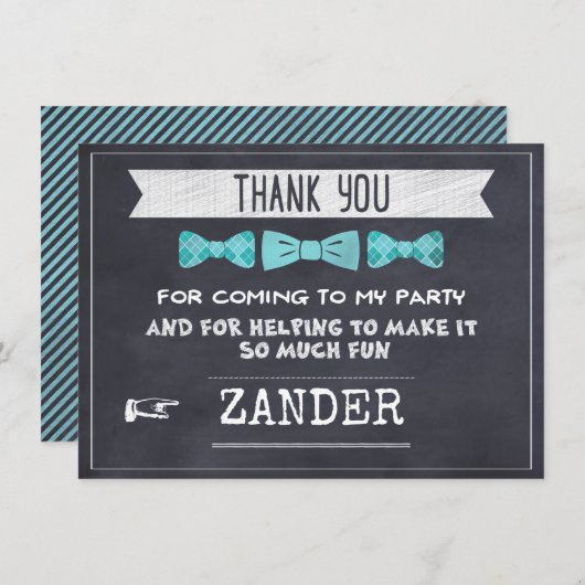 Chalkboard Bow, kleine Man Hartelijk dank Bedankkaart (Voorkant / Achterkant)