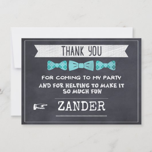 Chalkboard Bow, kleine Man Hartelijk dank Bedankkaart (Voorkant)