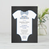 Chalkboard Bow Stropdas Onderhemd Boy Baby Sprinkl Kaart (Staand voorkant)