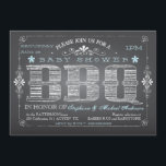 Chalkboard Boy Baby shower BBQ Uitnodiging<br><div class="desc">Een leuke en trendy uitnodiging voor een BBQ-feest voor het aanstaande paar. Gezien een krijtbordeffect, heeft de belettering de populaire look van het worden geschreven in krijt op een zwart bord. Met een eclectische mix van lettertype en stijl, in wit en bleek blauw, is de look speels en gastvrij -...</div>