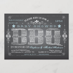 Chalkboard Boy Baby shower BBQ Uitnodiging