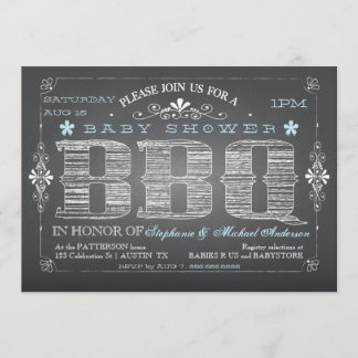  Chalkboard Boy Baby shower BBQ Uitnodiging