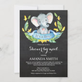 Chalkboard Boy Elephant Baby shower per Mail Kaart (Voorkant)