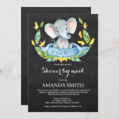 Chalkboard Boy Elephant Baby shower per Mail Kaart (Voorkant / Achterkant)
