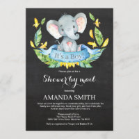 Chalkboard Boy Elephant Baby shower per Mail