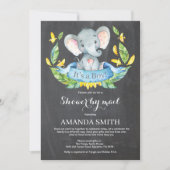 Chalkboard Boy Elephant Baby shower per Mail Kaart (Voorkant)