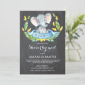 Chalkboard Boy Elephant Baby shower per Mail Kaart (Staand voorkant)