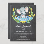 Chalkboard Boy Elephant Baby shower per Mail Kaart (Voorkant / Achterkant)