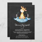 Chalkboard Boy Giraffe Baby shower per post Kaart (Voorkant / Achterkant)