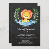 Chalkboard Boy Lion Baby shower via Mail Invitatio Kaart (Voorkant / Achterkant)
