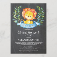 Chalkboard Boy Lion Baby shower via Mail Invitatio