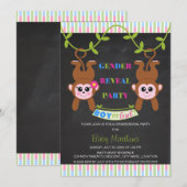 Chalkboard Boy of Girl Monkey Geslacht Party Kaart (Voorkant / Achterkant)
