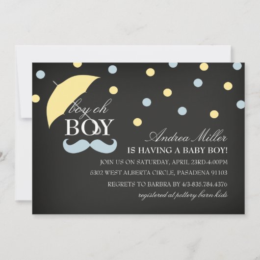 Chalkboard Boy Oh Boy Baby shower Uitnodiging (Voorkant)