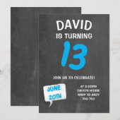 Chalkboard Boy Verjaardag Uitnodiging (Voorkant / Achterkant)