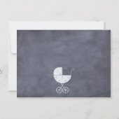 Chalkboard Boys Pram Baby shower Invitation Kaart (Achterkant)