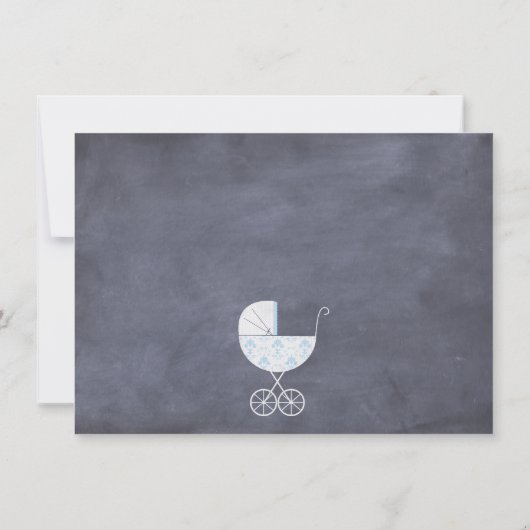 Chalkboard Boys Pram Baby shower Invitation Kaart (Achterkant)