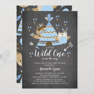 Chalkboard Boys Wild Een Baby shower Uitnodiging
