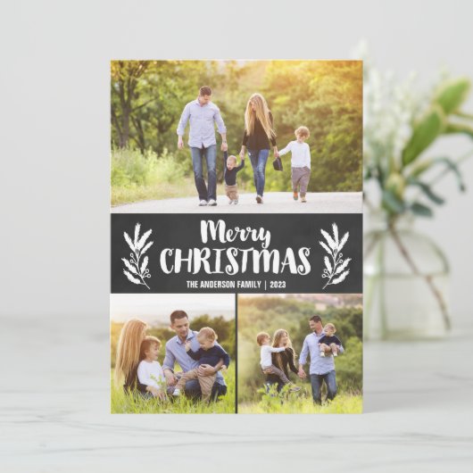 Chalkboard Branch Christmas Kaarten Drie Afbeeldin (Staand voorkant)