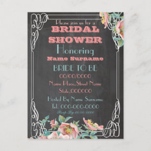 chalkboard bridal doucheuitnodiging uitnodiging briefkaart