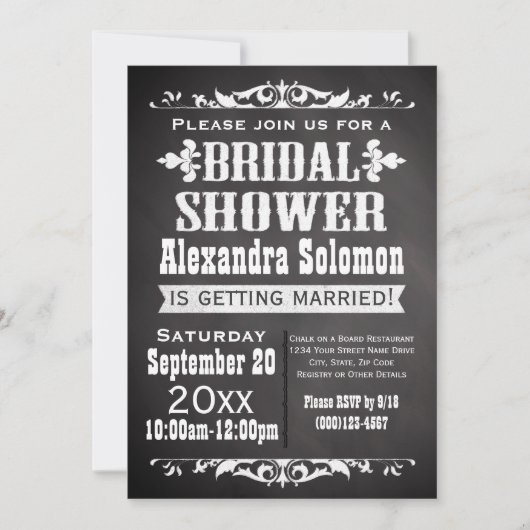 Chalkboard Bridal Shower Invitation Kaart (Voorkant)