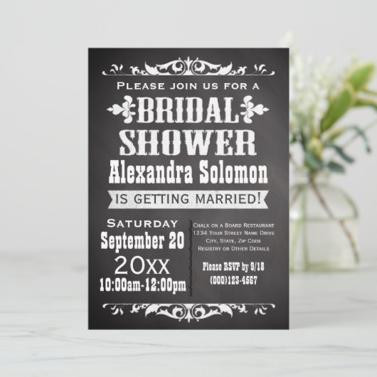  Chalkboard Bridal Shower Invitation Kaart (Staand voorkant)