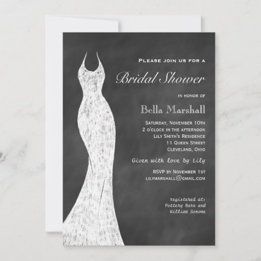 Chalkboard Bridal Shower Invitation Kaart (Voorkant)