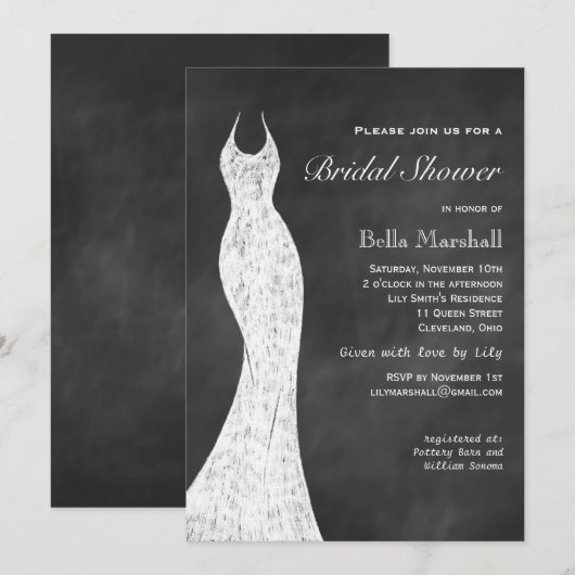 Chalkboard Bridal Shower Invitation Kaart (Voorkant / Achterkant)