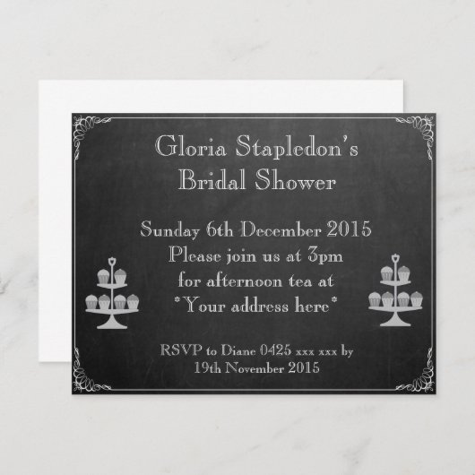 Chalkboard Bridal Shower Invitation Kaart (Voorkant / Achterkant)