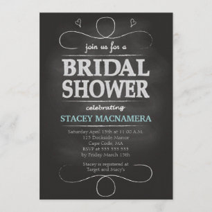Chalkboard Bridal Shower Invitation Kaart