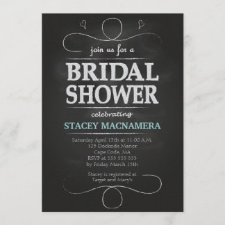 Chalkboard Bridal Shower Invitation Kaart