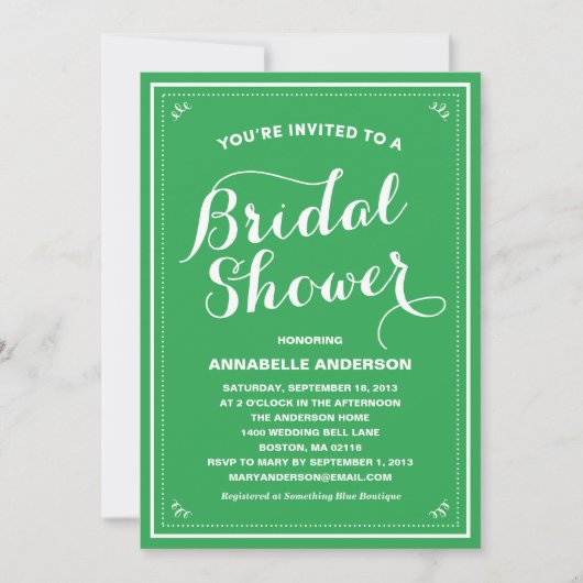 Chalkboard Bridal Shower Invitation Kaart (Voorkant)