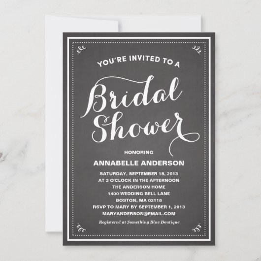 Chalkboard Bridal Shower Invitation Kaart (Voorkant)