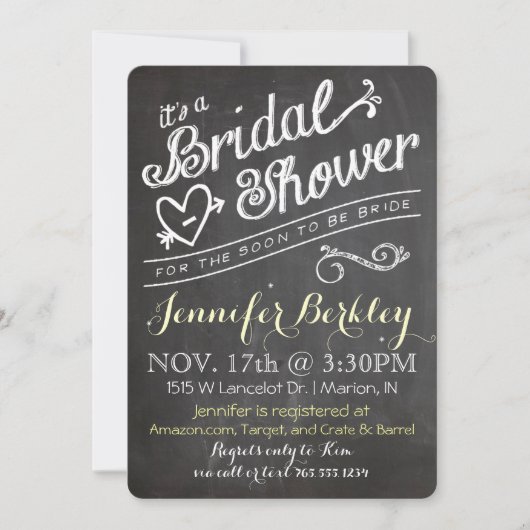Chalkboard  Bridal Shower Invitation Kaart (Voorkant)