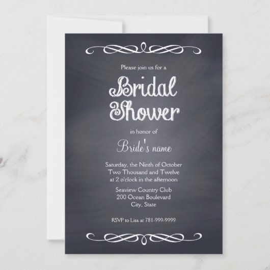 Chalkboard Bridal Shower-uitvindingen Kaart (Voorkant)
