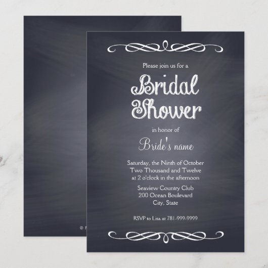  Chalkboard Bridal Shower-uitvindingen Kaart (Voorkant / Achterkant)