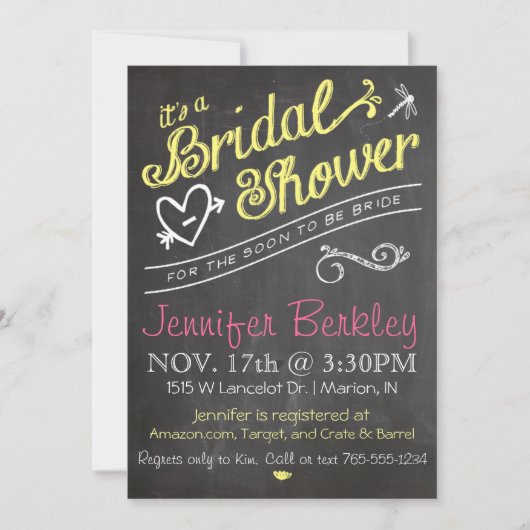 Chalkboard Bridal Wedding Shower Uitnodiging (Voorkant)