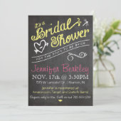 Chalkboard Bridal Wedding Shower Uitnodiging (Staand voorkant)