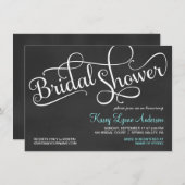 Chalkboard Bridal Wedding Shower-uitnodigingen Kaart (Voorkant / Achterkant)