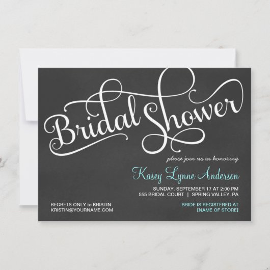 Chalkboard Bridal Wedding Shower-uitnodigingen Kaart (Voorkant)