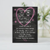 Chalkboard Bride and Groom Wedding Invitation Kaart (Staand voorkant)