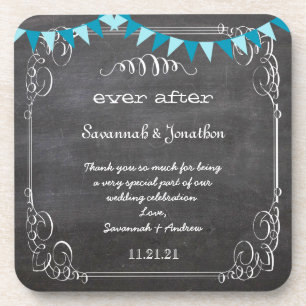 Chalkboard Bride & Groom Wedding Onderzetter