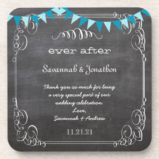 Chalkboard Bride & Groom Wedding Onderzetter (Voorkant)