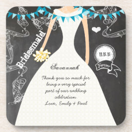 Chalkboard Bride & Groom Wedding Onderzetter