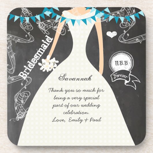 Chalkboard Bride & Groom Wedding Onderzetter (Voorkant)