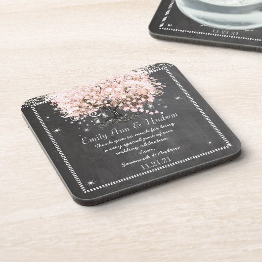 Chalkboard Bride & Groom Wedding Onderzetter (Linkerzijde)