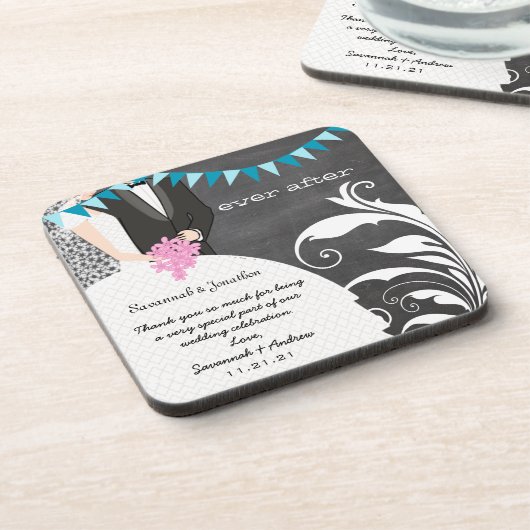 Chalkboard Bride & Groom Wedding Onderzetter (Linkerzijde)