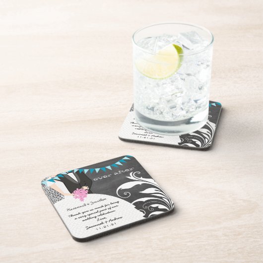 Chalkboard Bride & Groom Wedding Onderzetter (Rechterzijde)