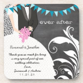 Chalkboard Bride & Groom Wedding Onderzetter (Voorkant)