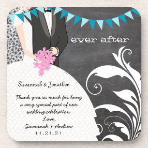 Chalkboard Bride & Groom Wedding Onderzetter