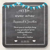 Chalkboard Bride & Groom Wedding Onderzetter